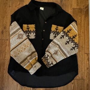 Large black and patterned western layering jacket